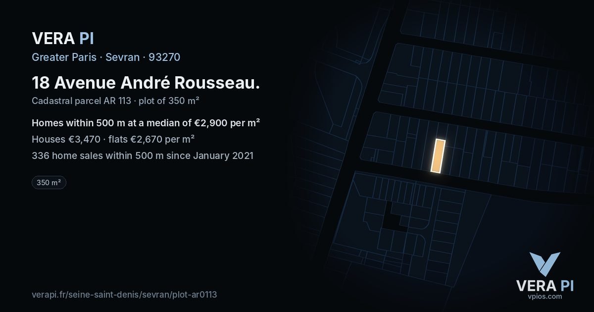 18 Avenue André Rousseau, Sevran at night – the plot lit, the parcels around coloured by the prices near them