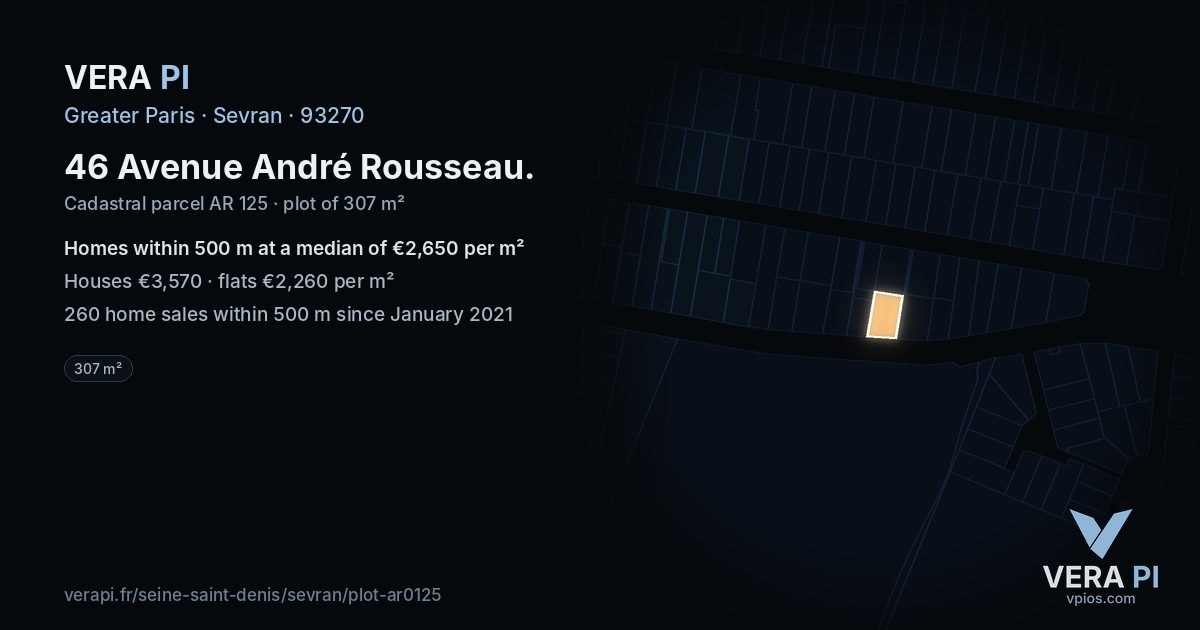 46 Avenue André Rousseau, Sevran at night – the plot lit, the parcels around coloured by the prices near them