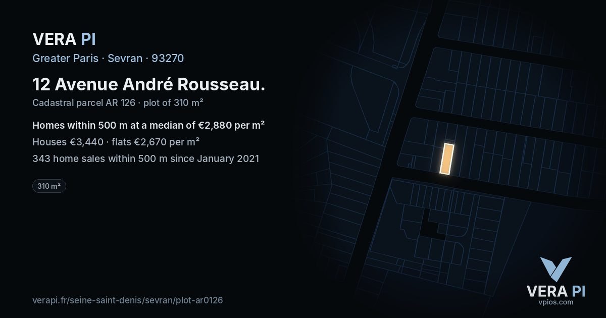12 Avenue André Rousseau, Sevran at night – the plot lit, the parcels around coloured by the prices near them
