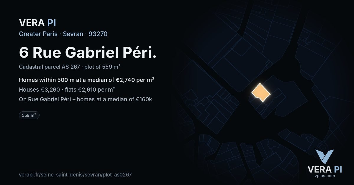 6 Rue Gabriel Péri, Sevran at night – the plot lit, the parcels around coloured by the prices near them