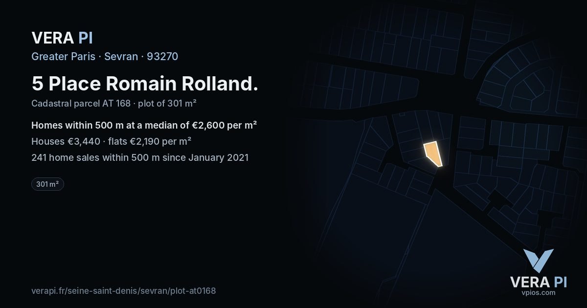 5 Place Romain Rolland, Sevran at night – the plot lit, the parcels around coloured by the prices near them