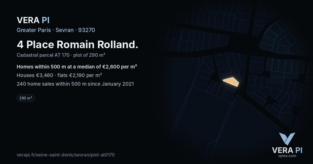 4 Place Romain Rolland, Sevran at night – the plot lit, the parcels around coloured by the prices near them