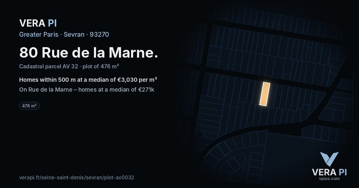 80 Rue de la Marne, Sevran at night – the plot lit, the parcels around coloured by the prices near them