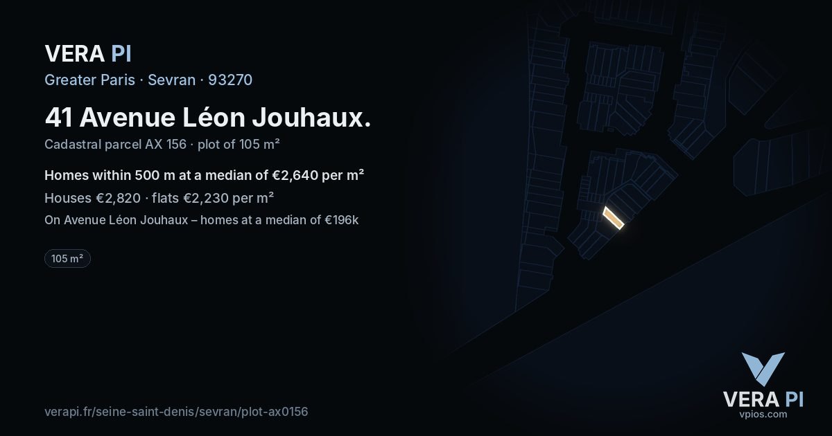 41 Avenue Léon Jouhaux, Sevran at night – the plot lit, the parcels around coloured by the prices near them