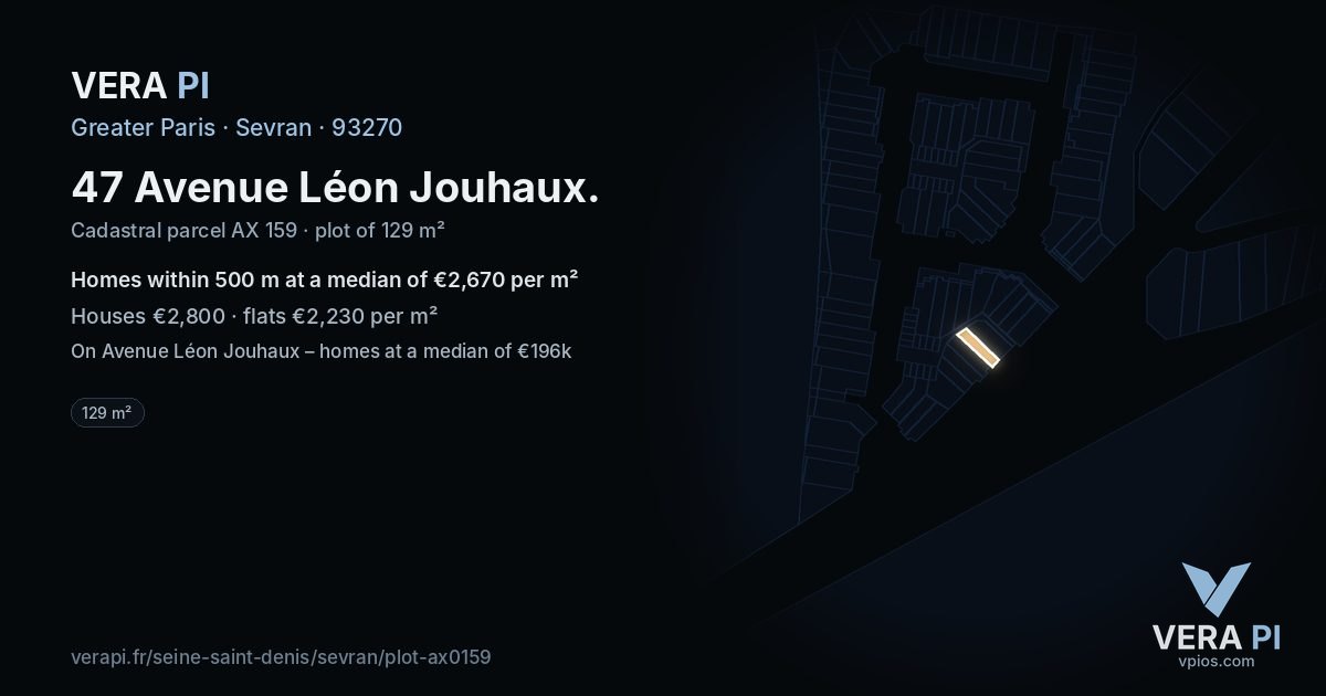 47 Avenue Léon Jouhaux, Sevran at night – the plot lit, the parcels around coloured by the prices near them
