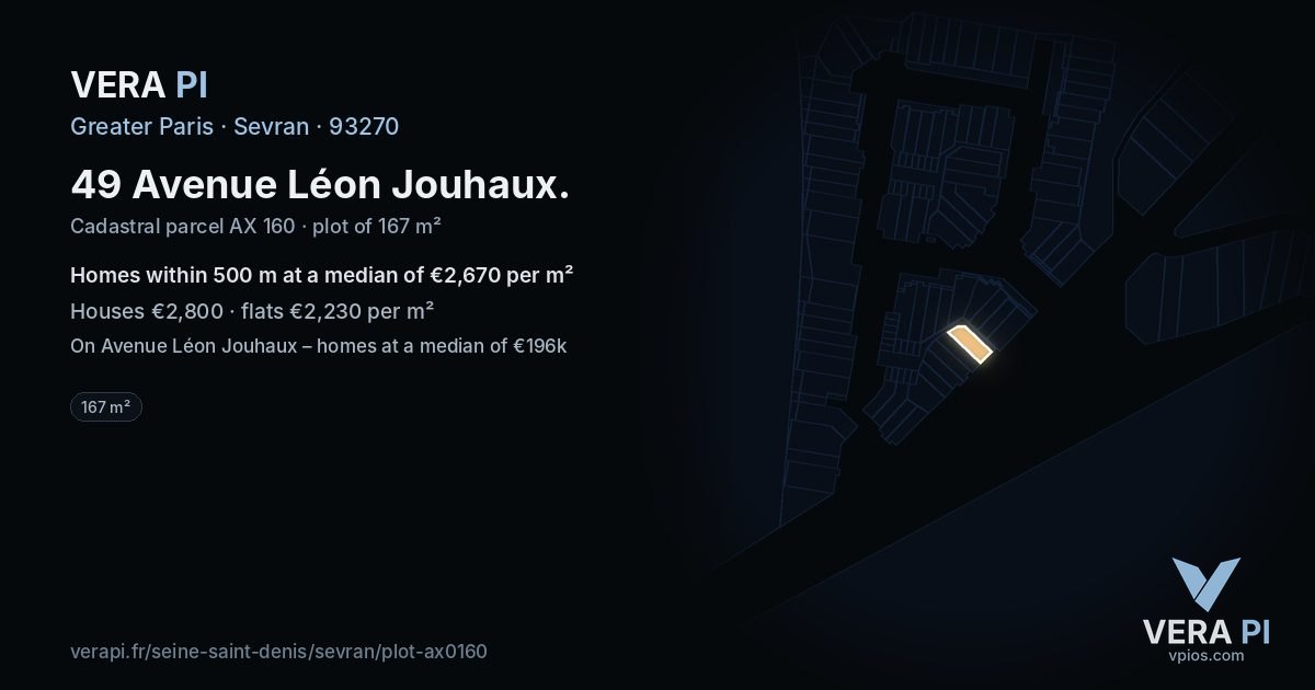 49 Avenue Léon Jouhaux, Sevran at night – the plot lit, the parcels around coloured by the prices near them