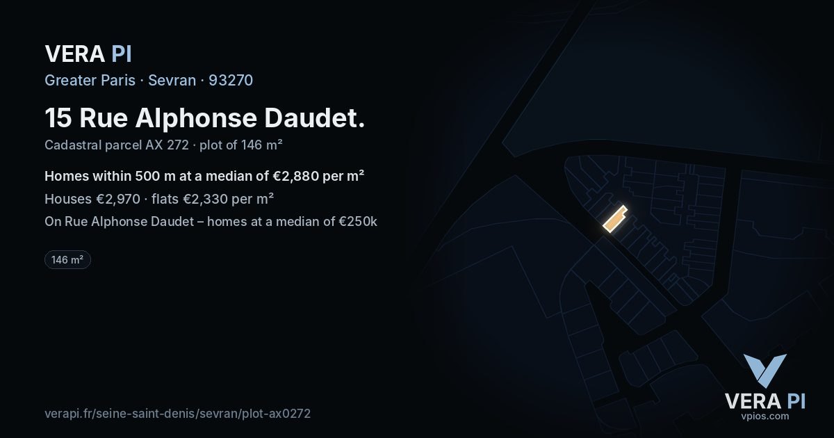 15 Rue Alphonse Daudet, Sevran at night – the plot lit, the parcels around coloured by the prices near them