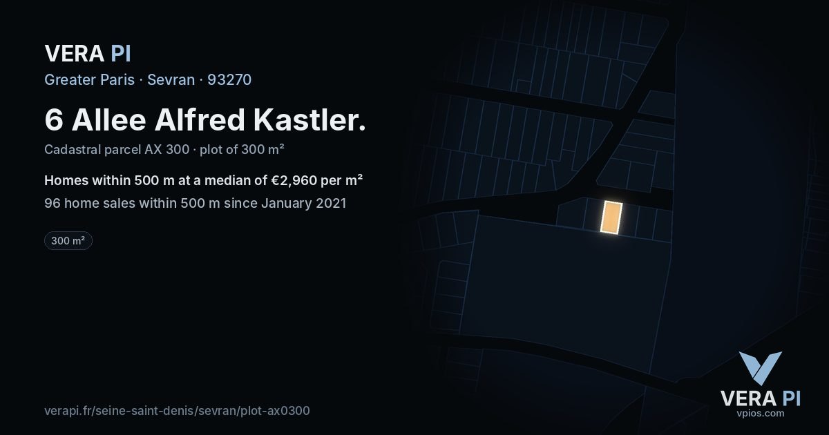 6 Allee Alfred Kastler, Sevran at night – the plot lit, the parcels around coloured by the prices near them