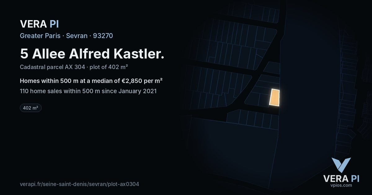 5 Allee Alfred Kastler, Sevran at night – the plot lit, the parcels around coloured by the prices near them