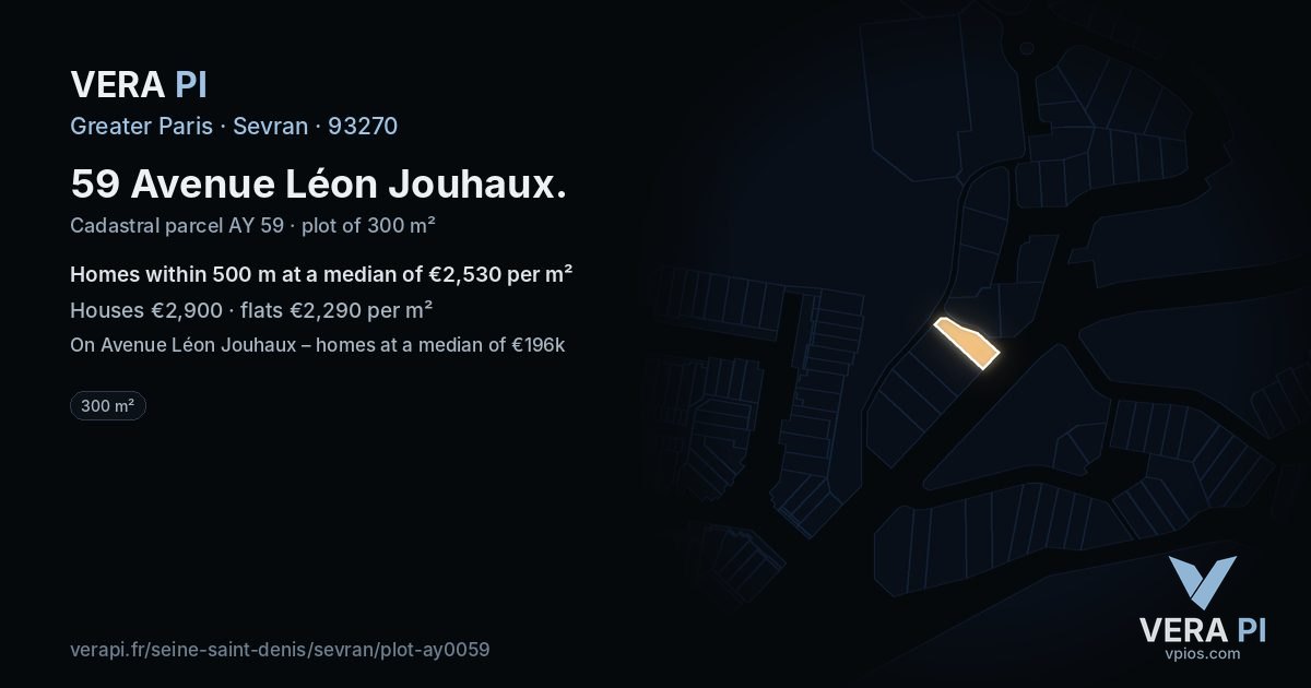 59 Avenue Léon Jouhaux, Sevran at night – the plot lit, the parcels around coloured by the prices near them