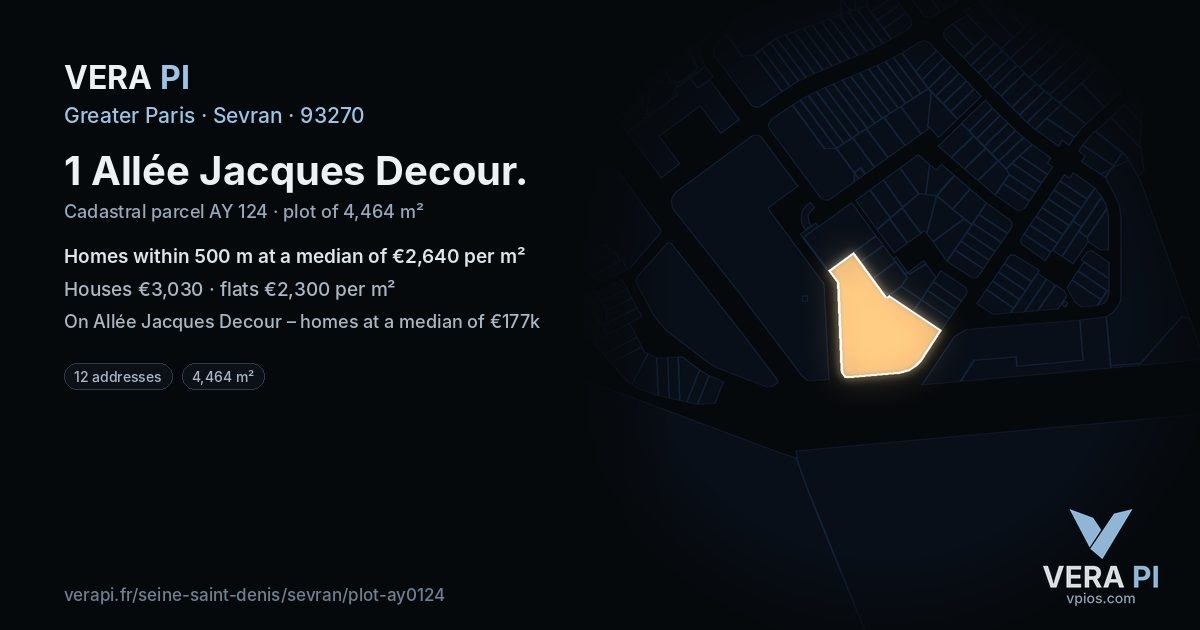 1 Allée Jacques Decour, Sevran at night – the plot lit, the parcels around coloured by the prices near them