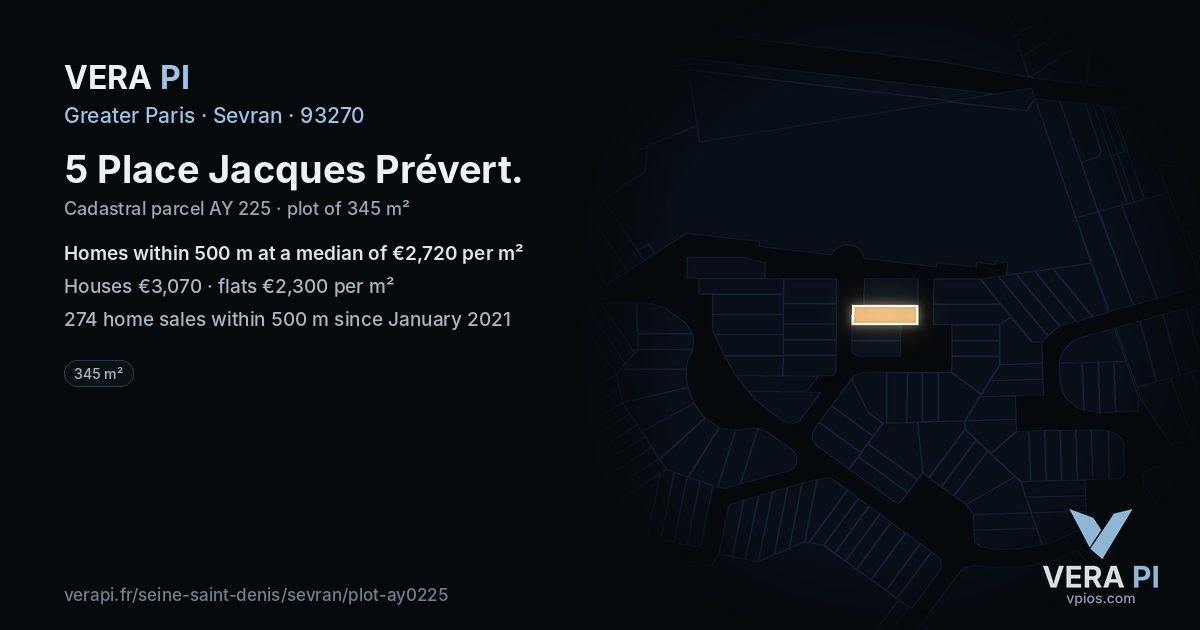 5 Place Jacques Prévert, Sevran at night – the plot lit, the parcels around coloured by the prices near them
