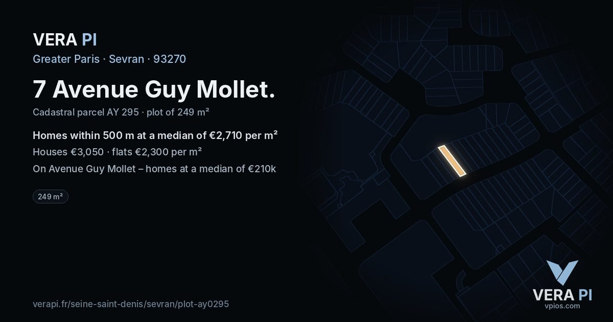7 Avenue Guy Mollet, Sevran at night – the plot lit, the parcels around coloured by the prices near them