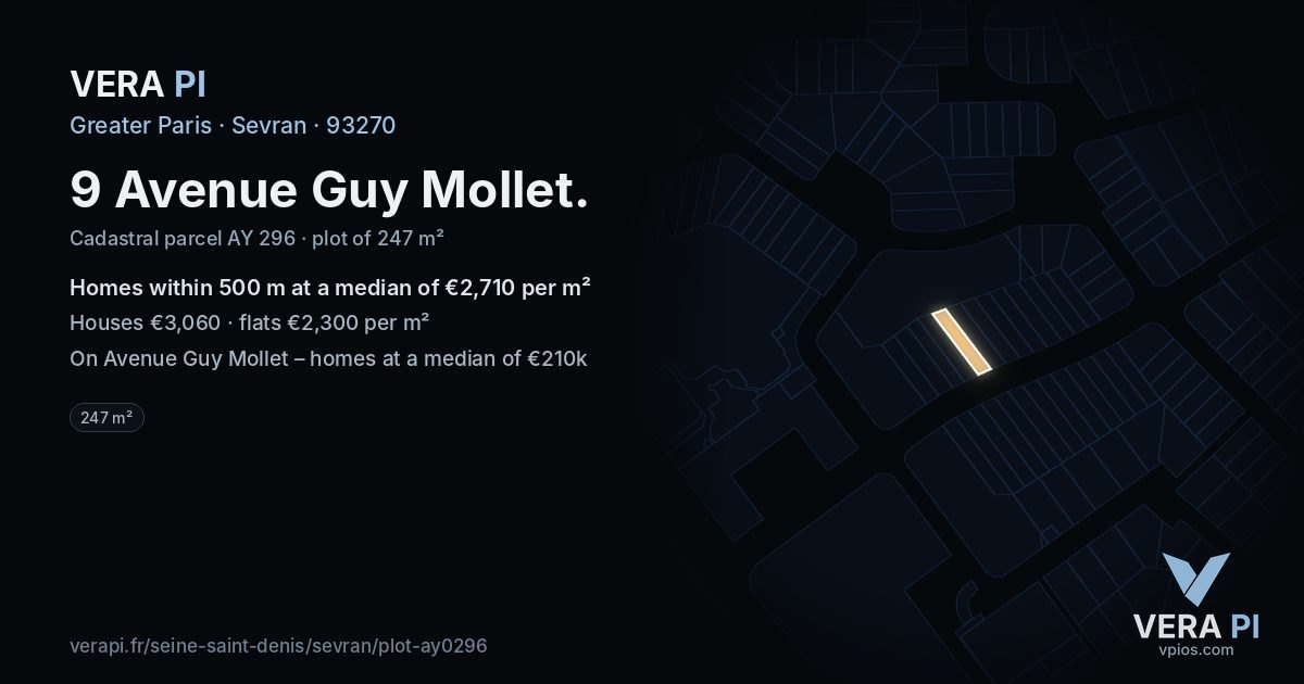 9 Avenue Guy Mollet, Sevran at night – the plot lit, the parcels around coloured by the prices near them