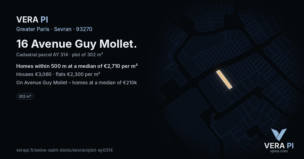 16 Avenue Guy Mollet, Sevran at night – the plot lit, the parcels around coloured by the prices near them