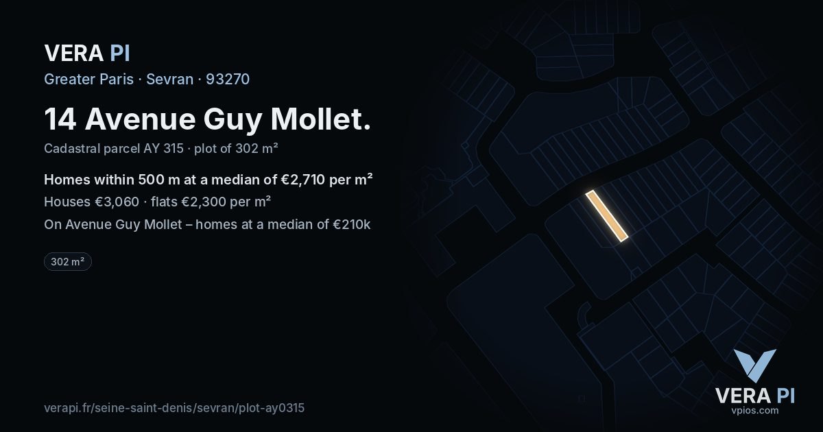14 Avenue Guy Mollet, Sevran at night – the plot lit, the parcels around coloured by the prices near them