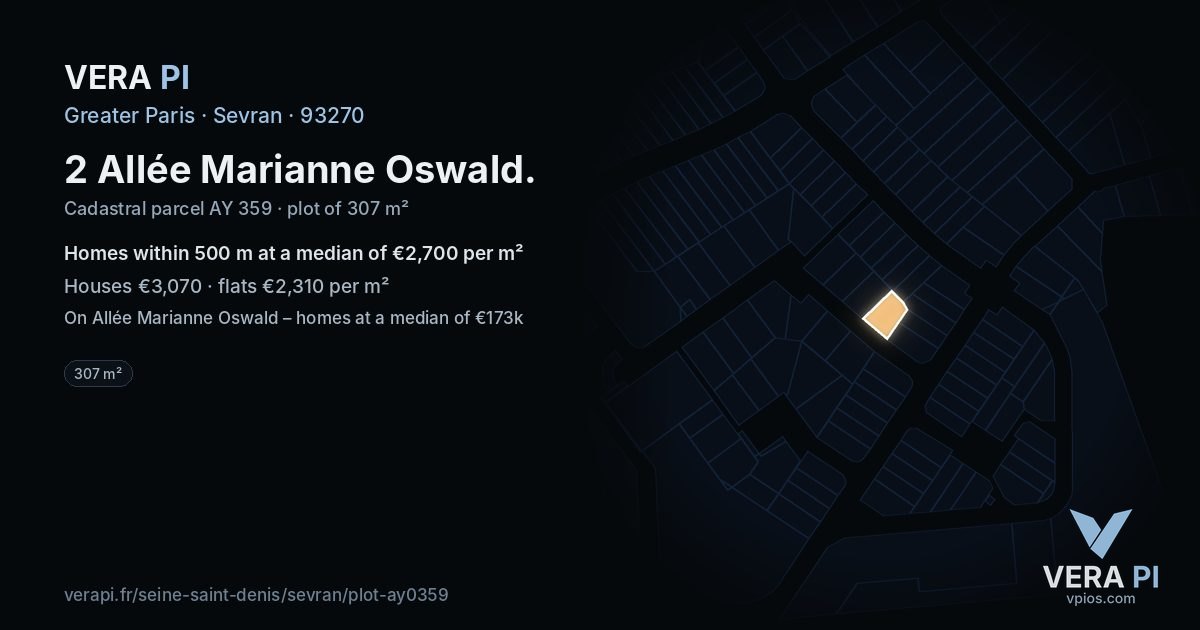2 Allée Marianne Oswald, Sevran at night – the plot lit, the parcels around coloured by the prices near them