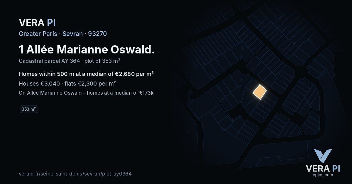 1 Allée Marianne Oswald, Sevran at night – the plot lit, the parcels around coloured by the prices near them
