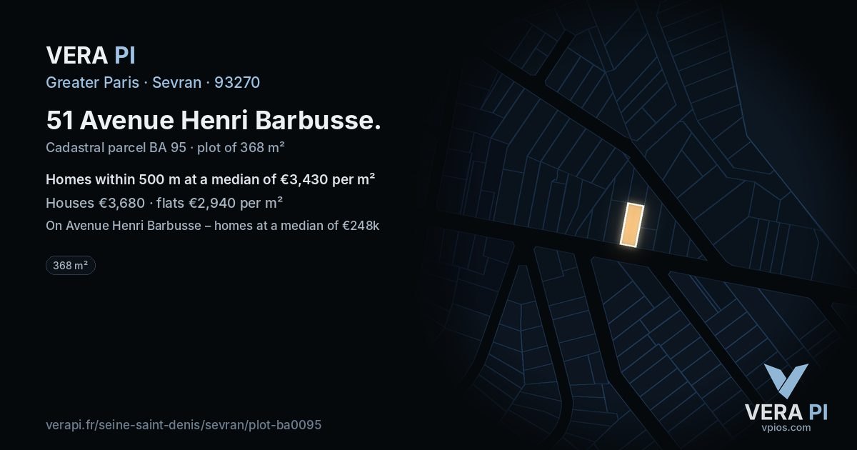 51 Avenue Henri Barbusse, Sevran at night – the plot lit, the parcels around coloured by the prices near them