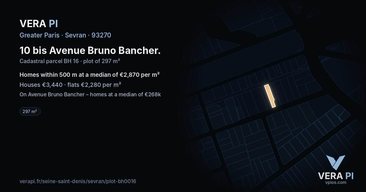 10 bis Avenue Bruno Bancher, Sevran at night – the plot lit, the parcels around coloured by the prices near them