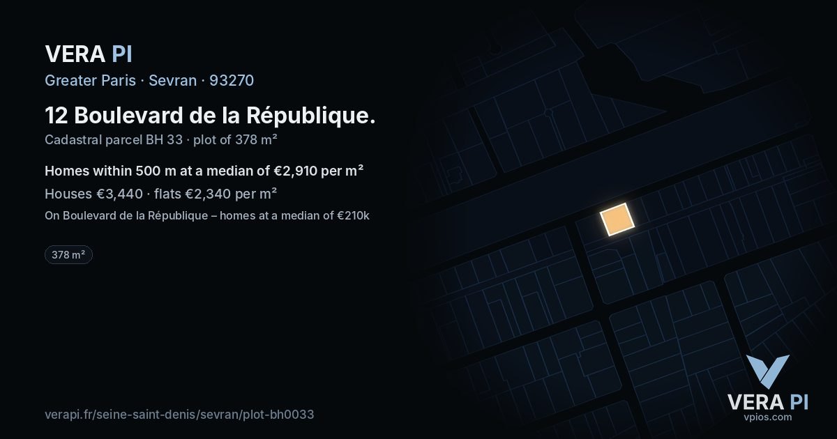 12 Boulevard de la République, Sevran at night – the plot lit, the parcels around coloured by the prices near them