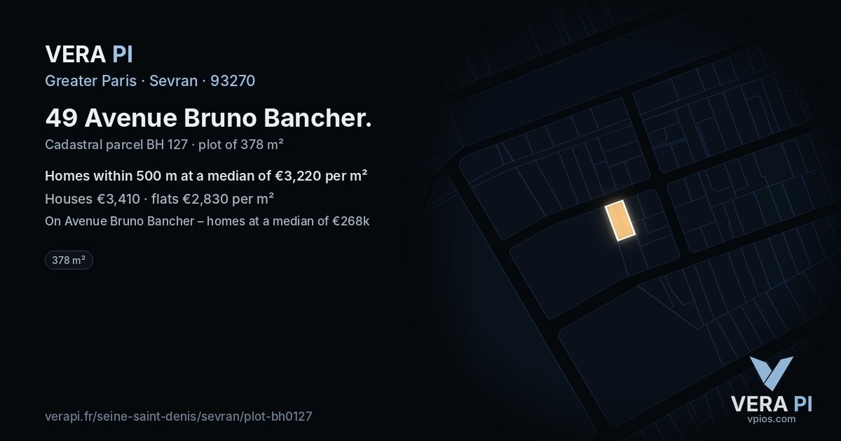 49 Avenue Bruno Bancher, Sevran at night – the plot lit, the parcels around coloured by the prices near them