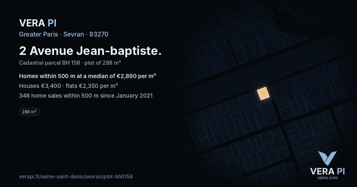 2 Avenue Jean-baptiste, Sevran at night – the plot lit, the parcels around coloured by the prices near them