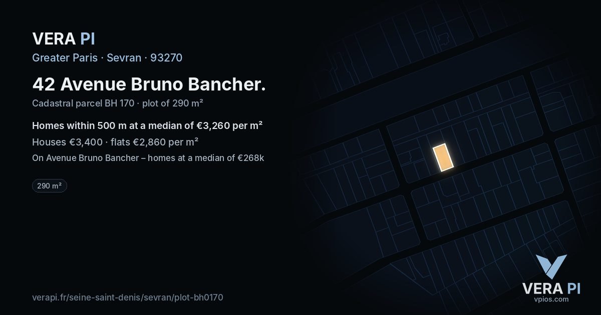 42 Avenue Bruno Bancher, Sevran at night – the plot lit, the parcels around coloured by the prices near them