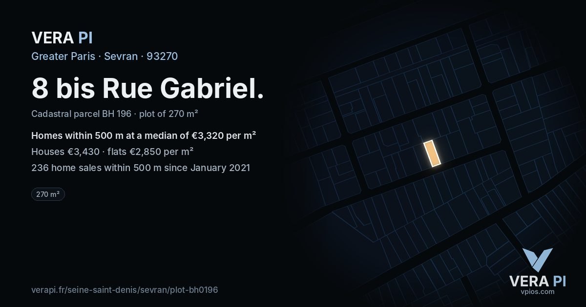 8 bis Rue Gabriel, Sevran at night – the plot lit, the parcels around coloured by the prices near them