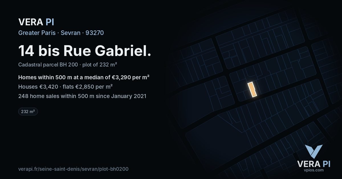 14 bis Rue Gabriel, Sevran at night – the plot lit, the parcels around coloured by the prices near them
