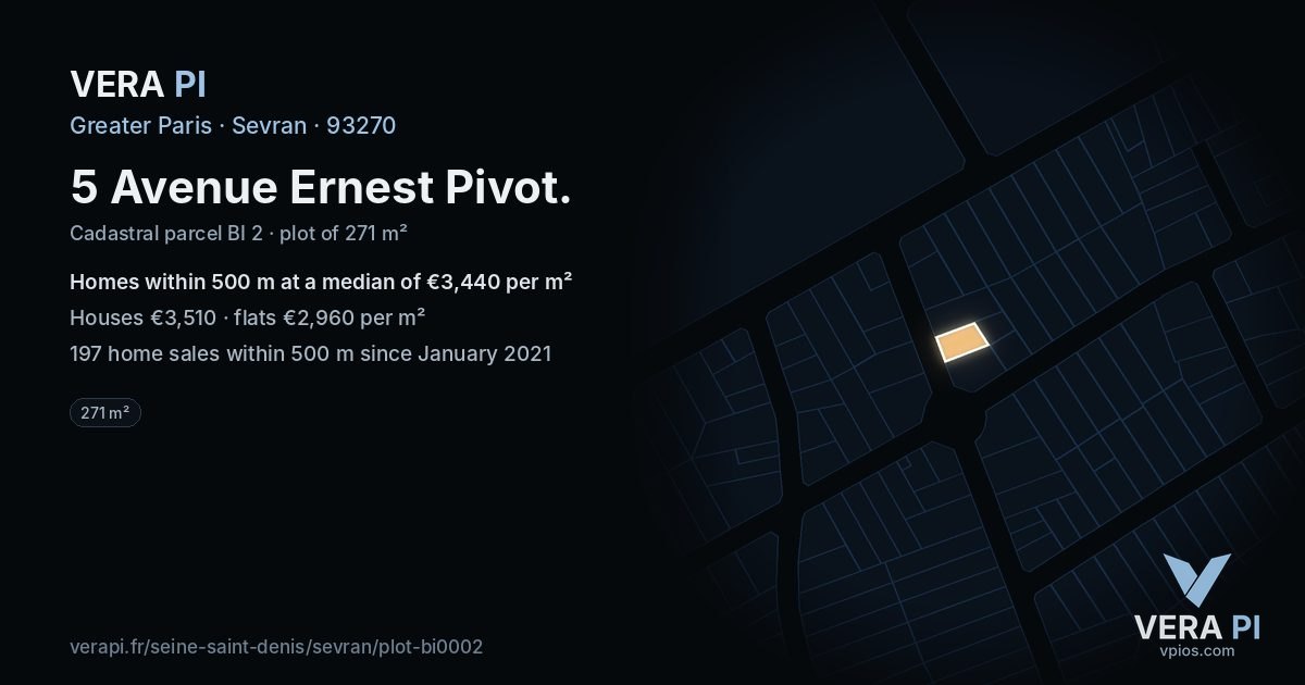 5 Avenue Ernest Pivot, Sevran at night – the plot lit, the parcels around coloured by the prices near them