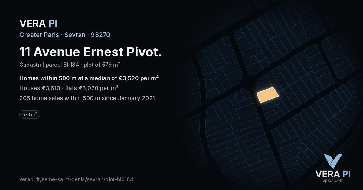 11 Avenue Ernest Pivot, Sevran at night – the plot lit, the parcels around coloured by the prices near them