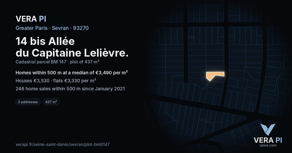 14 bis Allée du Capitaine Lelièvre, Sevran at night – the plot lit, the parcels around coloured by the prices near them