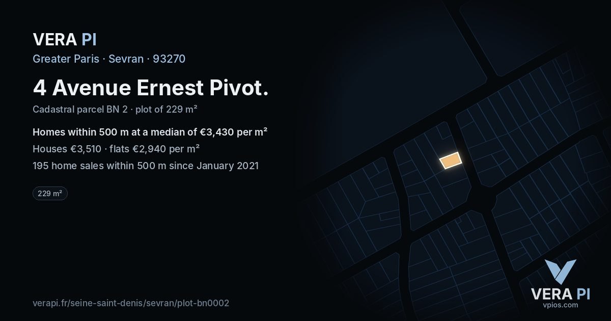 4 Avenue Ernest Pivot, Sevran at night – the plot lit, the parcels around coloured by the prices near them