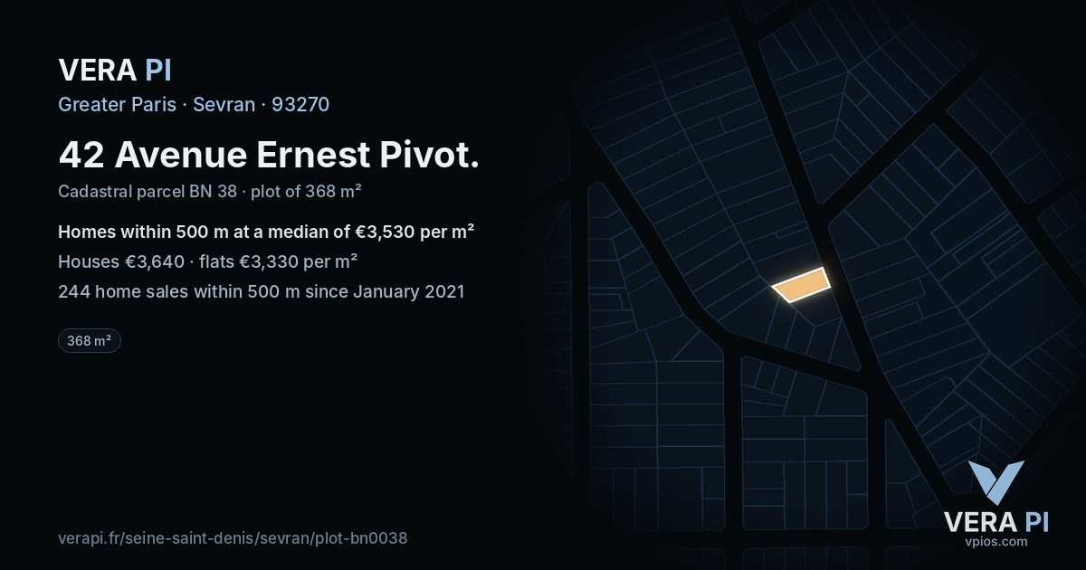 42 Avenue Ernest Pivot, Sevran at night – the plot lit, the parcels around coloured by the prices near them