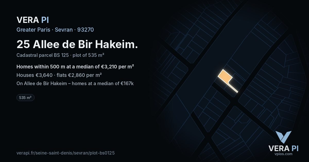 25 Allee de Bir Hakeim, Sevran at night – the plot lit, the parcels around coloured by the prices near them