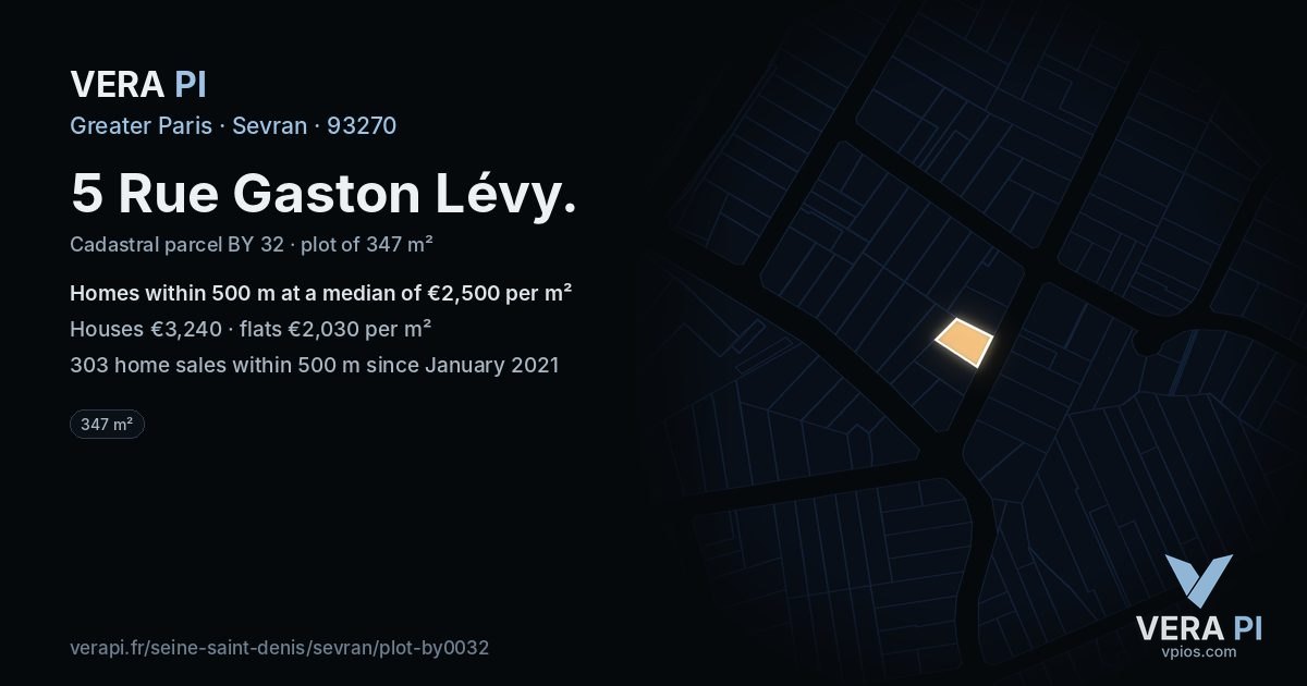5 Rue Gaston Lévy, Sevran at night – the plot lit, the parcels around coloured by the prices near them