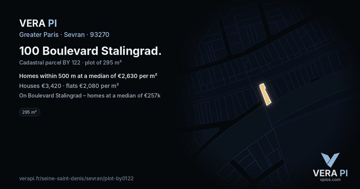 100 Boulevard Stalingrad, Sevran at night – the plot lit, the parcels around coloured by the prices near them