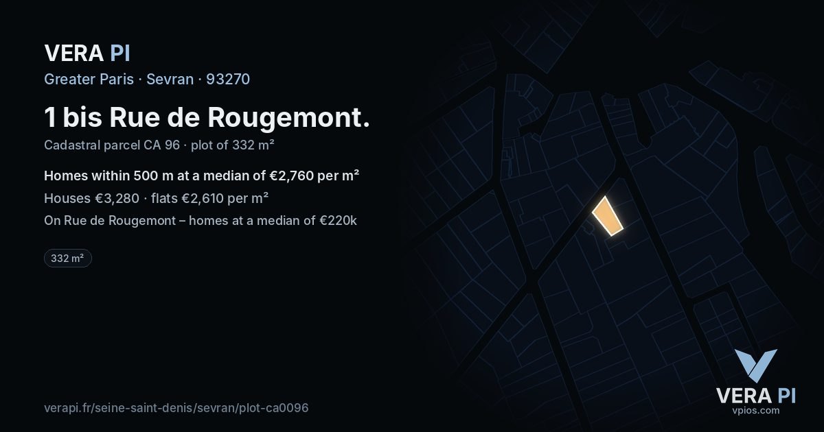1 bis Rue de Rougemont, Sevran at night – the plot lit, the parcels around coloured by the prices near them