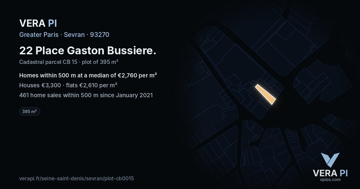 22 Place Gaston Bussiere, Sevran at night – the plot lit, the parcels around coloured by the prices near them