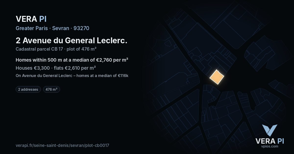 2 Avenue du General Leclerc, Sevran at night – the plot lit, the parcels around coloured by the prices near them