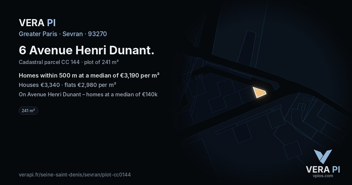 6 Avenue Henri Dunant, Sevran at night – the plot lit, the parcels around coloured by the prices near them