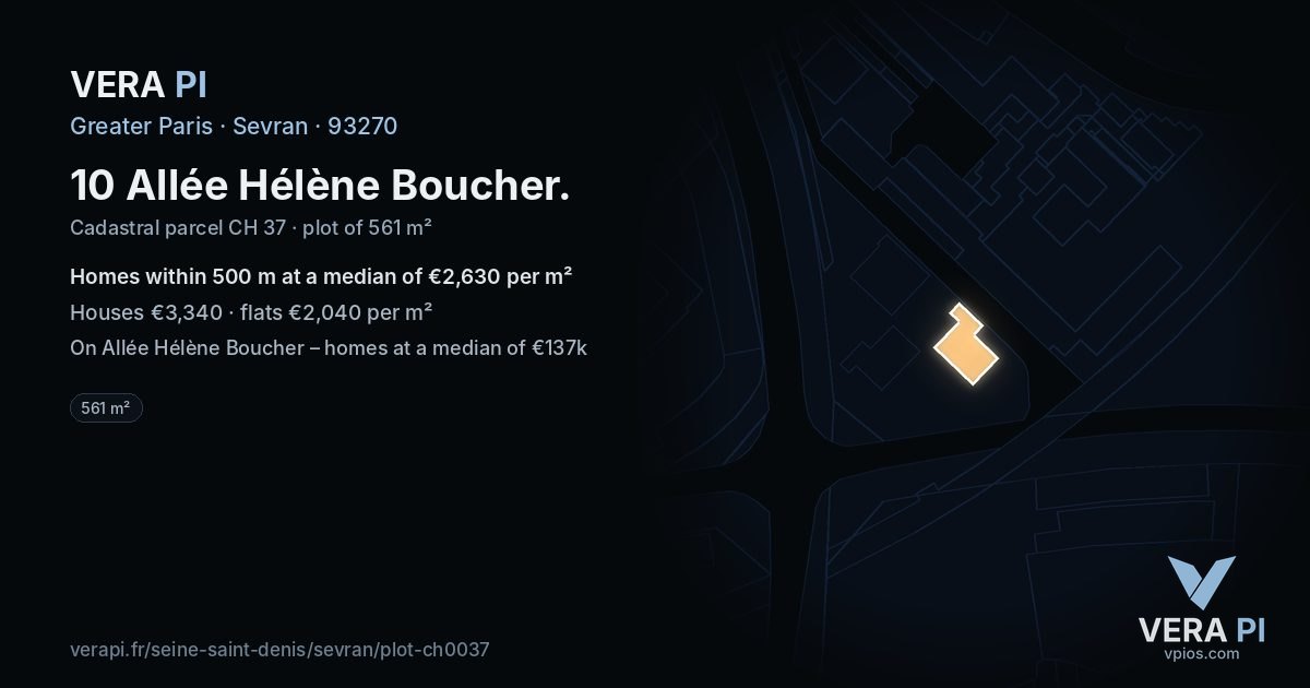10 Allée Hélène Boucher, Sevran at night – the plot lit, the parcels around coloured by the prices near them