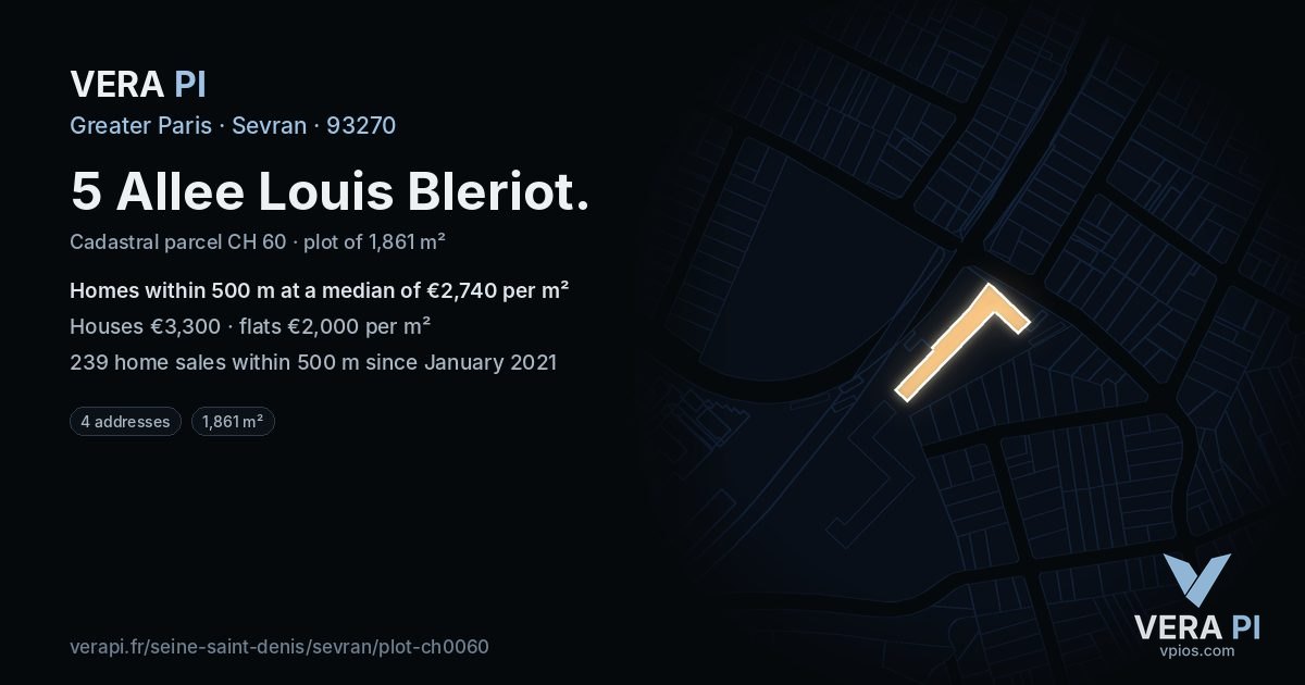 5 Allee Louis Bleriot, Sevran at night – the plot lit, the parcels around coloured by the prices near them