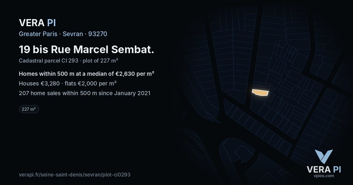 19 bis Rue Marcel Sembat, Sevran at night – the plot lit, the parcels around coloured by the prices near them
