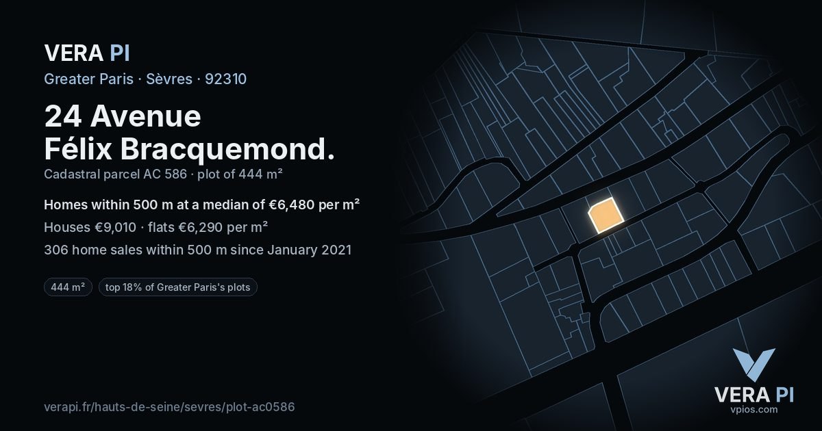 24 Avenue Félix Bracquemond, Sèvres at night – the plot lit, the parcels around coloured by the prices near them