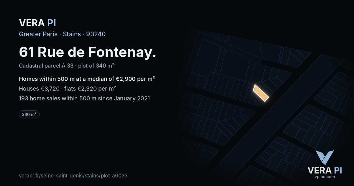 61 Rue de Fontenay, Stains at night – the plot lit, the parcels around coloured by the prices near them