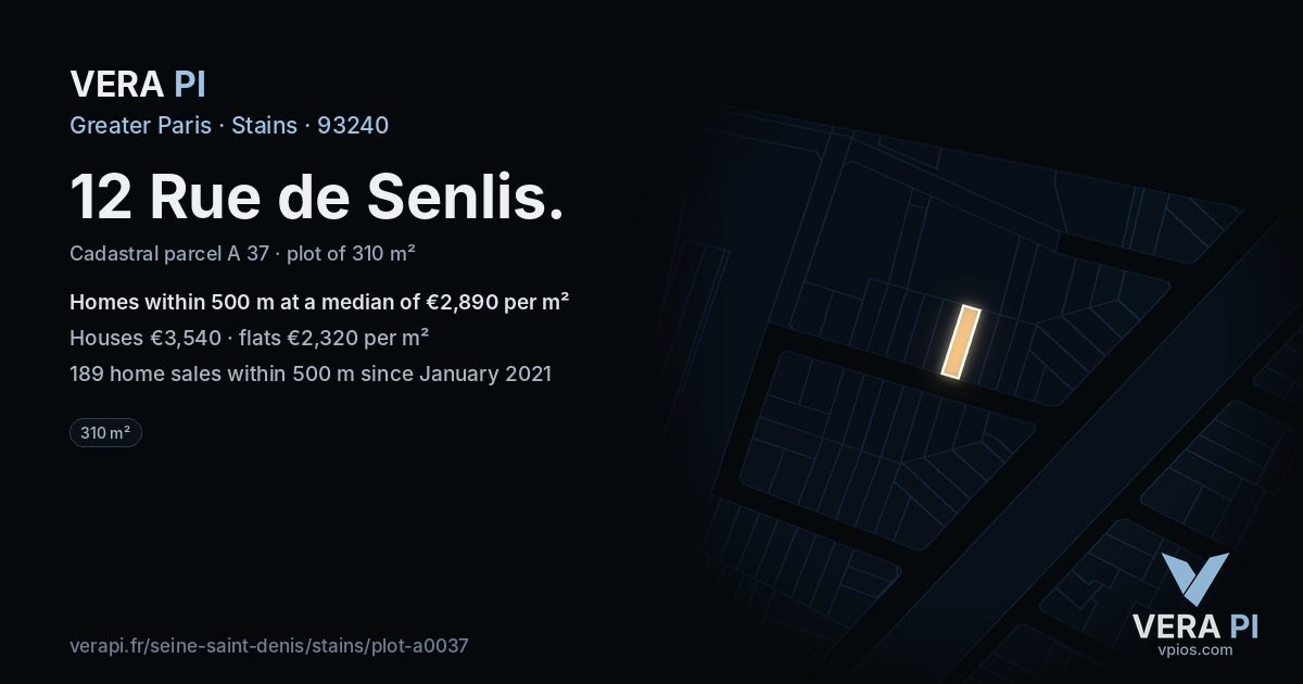 12 Rue de Senlis, Stains at night – the plot lit, the parcels around coloured by the prices near them