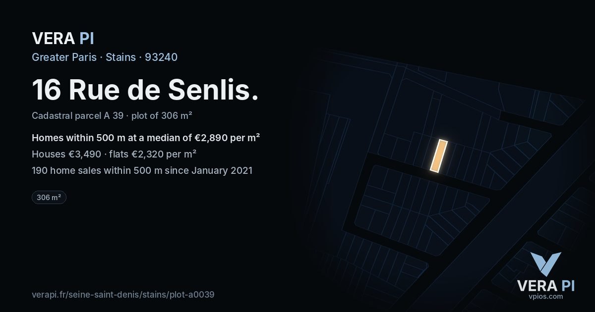 16 Rue de Senlis, Stains at night – the plot lit, the parcels around coloured by the prices near them