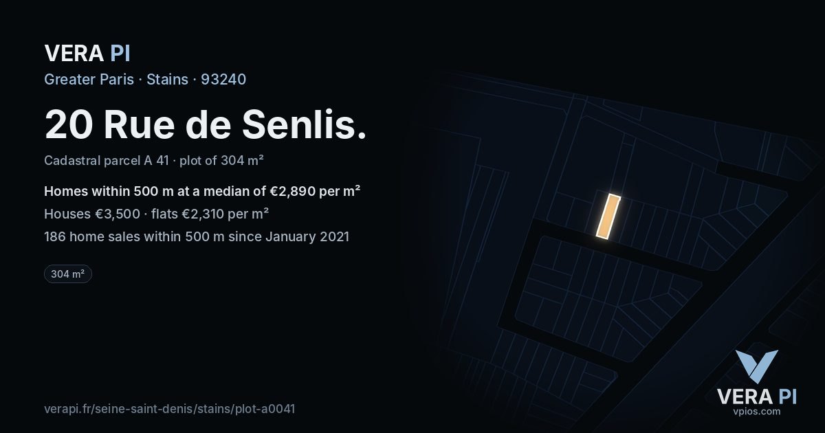 20 Rue de Senlis, Stains at night – the plot lit, the parcels around coloured by the prices near them